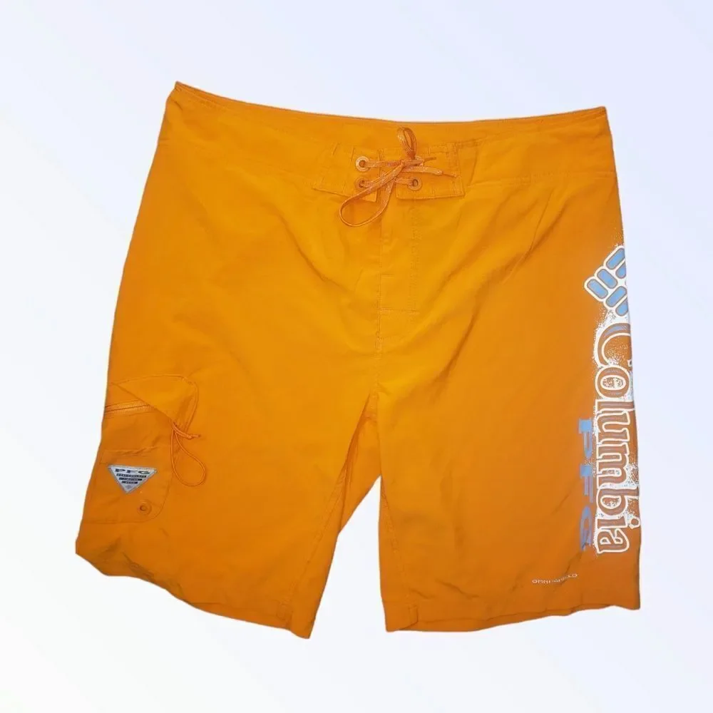 Columbia Swim Trunks Mens 36 Orange PFG Board Shorts Bathing Suit Men